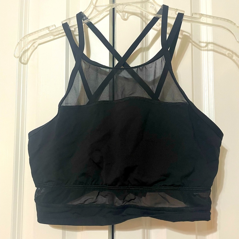 Black Victoria’s Secret Pink High Mesh Neck Sports Bra Large